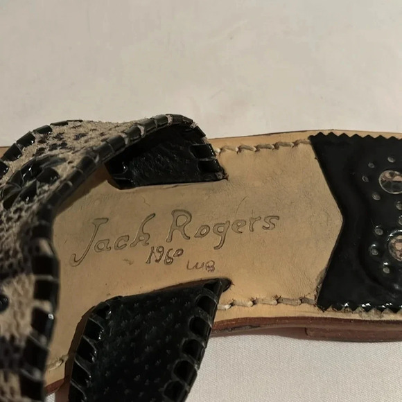 Jack Rogers Women's Snake Skin Tan Black Patent Sandals Flip Flops Size 8M - Picture 15 of 16